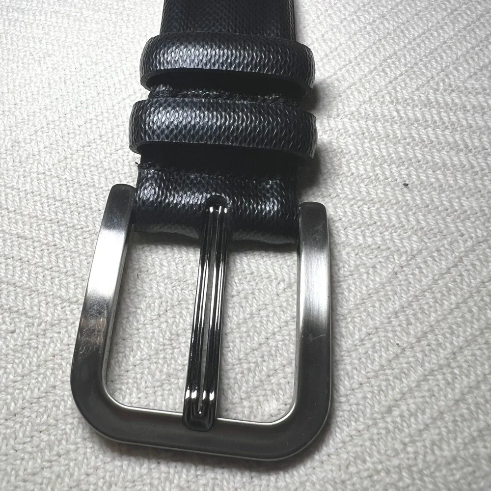 Mezlan Mens Black Textured Leather Belt 9101/35 Made in Spain Size 32
